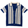 CAMISA MANGA CORTA DE PUNTO MICROPERFORADA CON RAYAS BEIGE Y AZUL AVIO