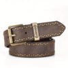 CINTURÓN DE PIEL MARRÓN DARK VINTAGE CON APLIQUES GOLD