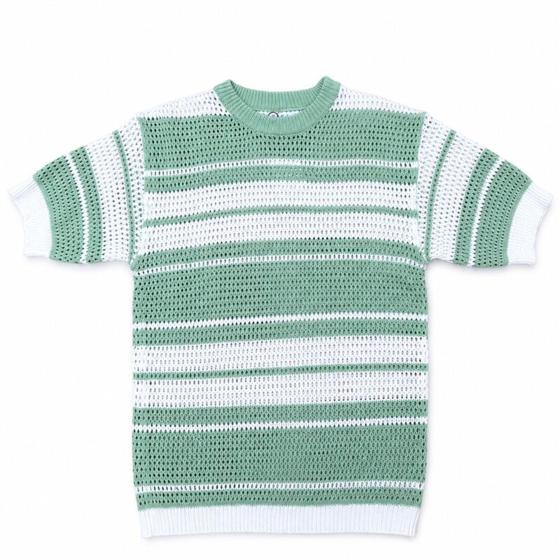 CAMISETA MICROPERFORADA DE RAYAS VERDES Y BLANCO