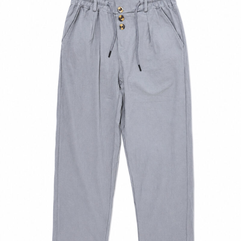 PANTALÓN DE LINO RELAXED FIT GRIS