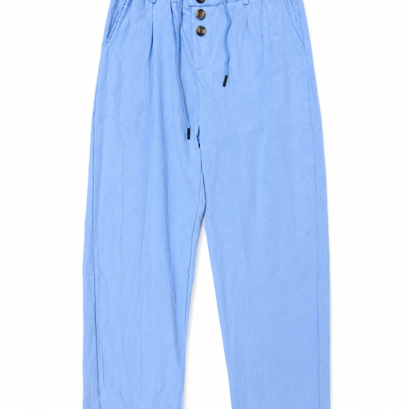 PANTALÓN DE LINO RELAXED FIT CELESTE