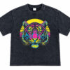 CAMISETA DESGASTADO VINTAGE BLACK CON ESTAMPADO TIGRE