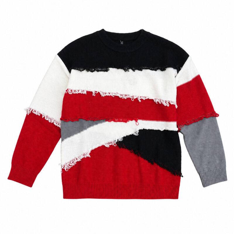 JERSEY DE PUNTO BLOQUES DE COLORES CON FLECOS
