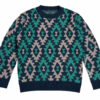 JERSEY DE PUNTO CON ESTAMPADO GEOMETRICO VERDE Y BEIGE