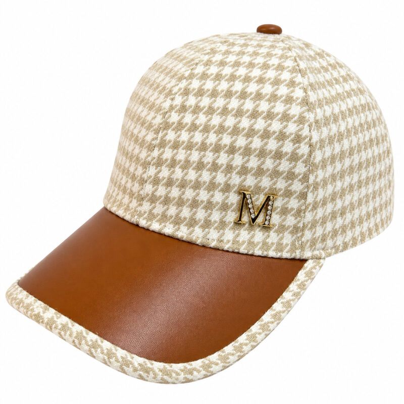 GORRA ESTAMPADO PATA DE GALLO BEIGE