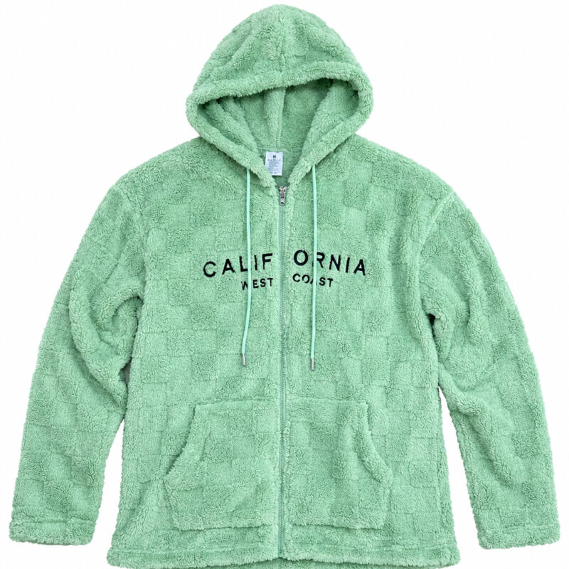 SUDADERA LOOSE FIT DE BORREGUITO CON BLOQUES DE TEXTURA VERDE