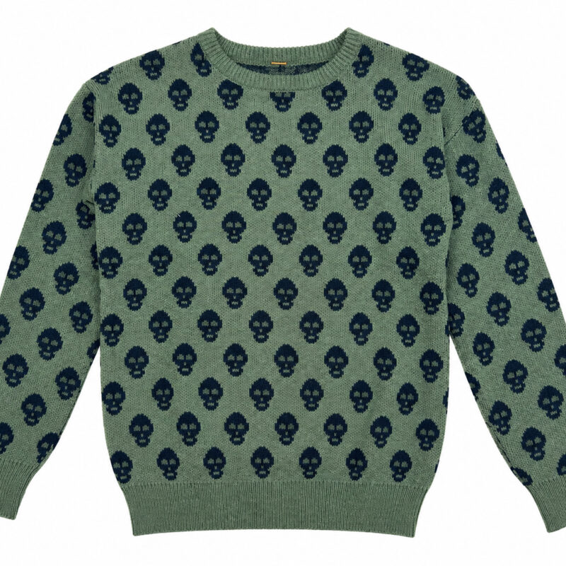 JERSEY DE PUNTO MUSGO CON ESTAMPADO CALAVERAS