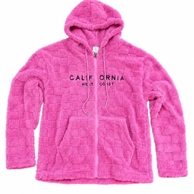 SUDADERA LOOSE FIT DE BORREGUITO CON BLOQUES DE TEXTURA PINK