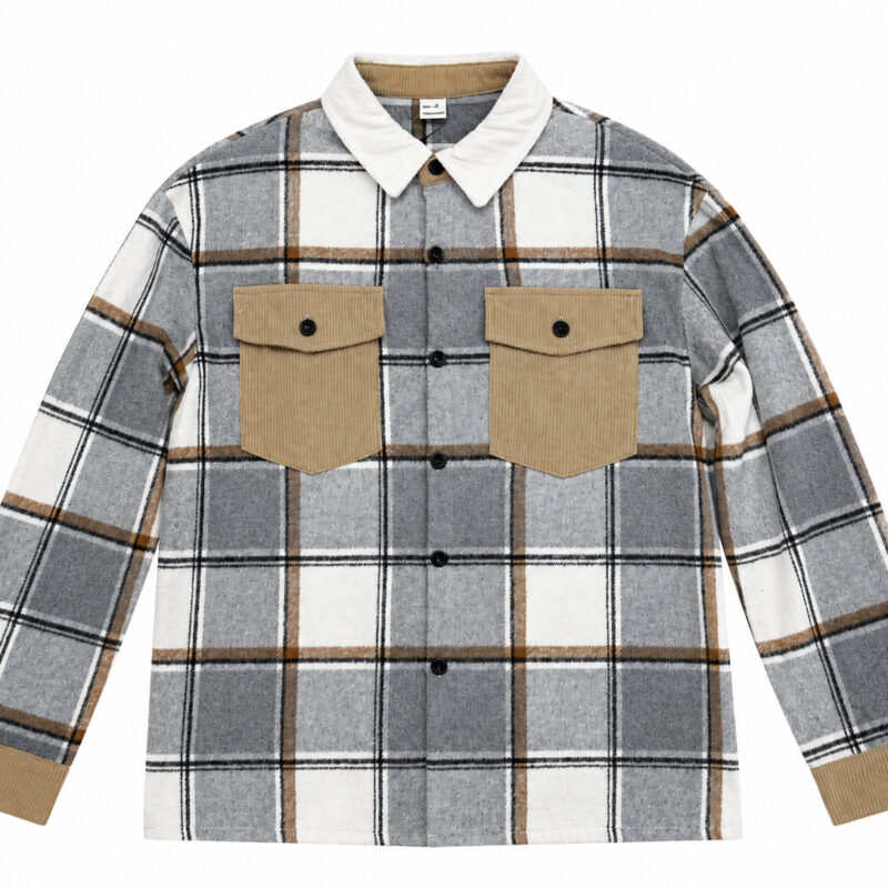 SOBRECAMISA DE CUADROS GRISCON BOLSILLO EN EL PECHO DE PANA